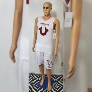 TRUE RELIGION LOUNGEWEAR TANK TOP MEN'S HORSESHOE RED LOGO SIZE M WHITE